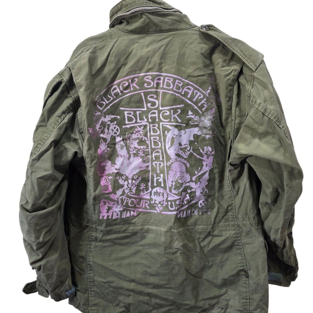 Vintage M65 Field Jacket Black Sabbath Tour Custom Army Military Distressed